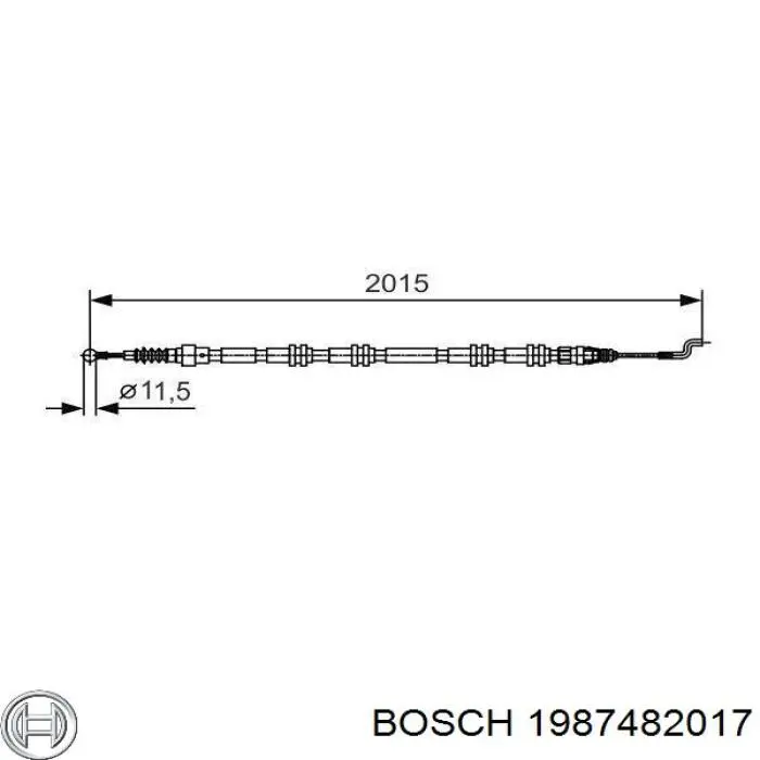 1987482017 Bosch трос ручного гальма задній, правий/лівий