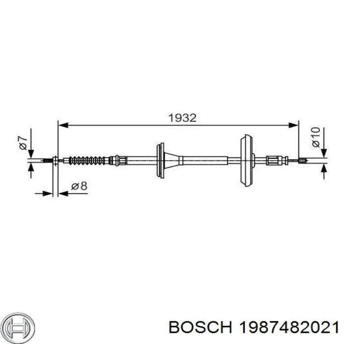 1987482021 Bosch Трос ручного гальма задній, правий/лівий