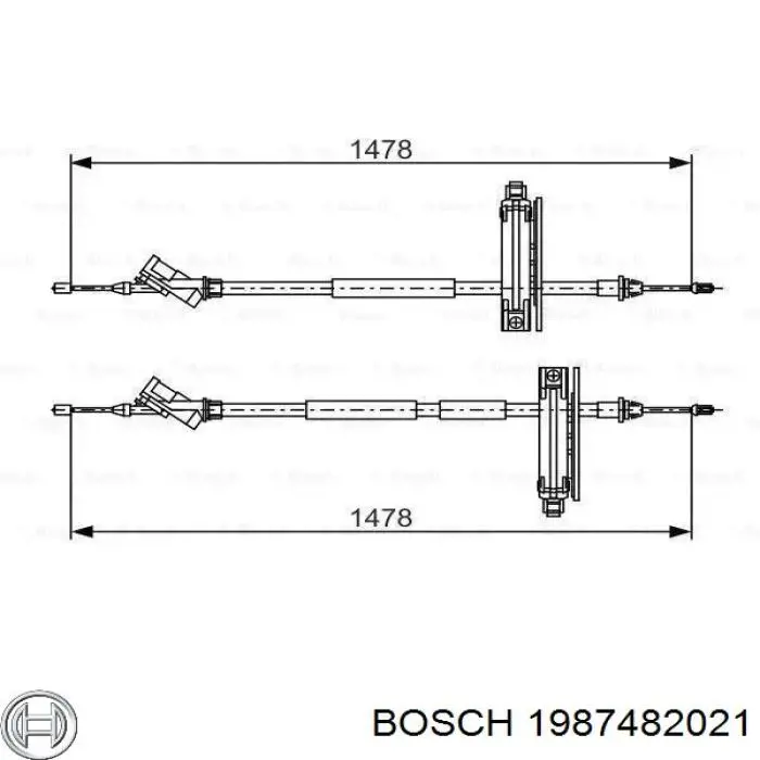 Трос ручного гальма задній, правий/лівий 1987482021 Bosch