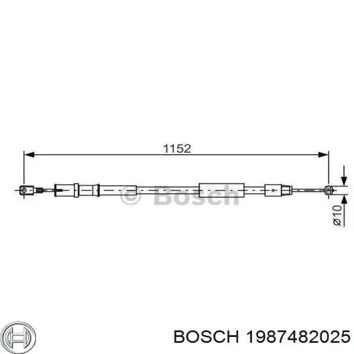 Трос ручного гальма задній, правий 1987482025 Bosch