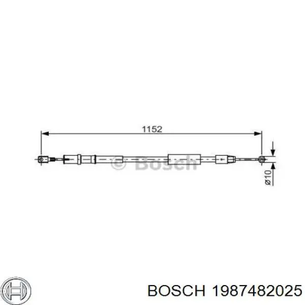 Трос стоянкового гальма задній правий Bosch 1987482025 ціна, від 13.23 USD