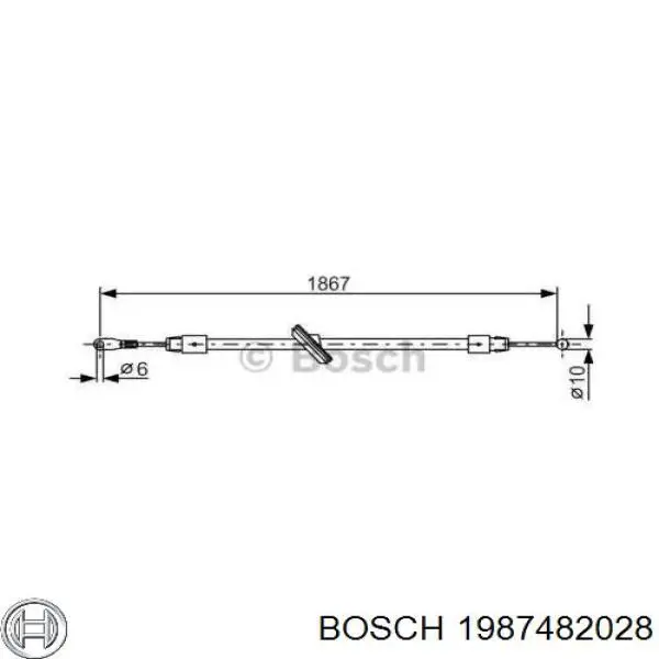 Купити 1987482028 Bosch Трос ручного гальма передній