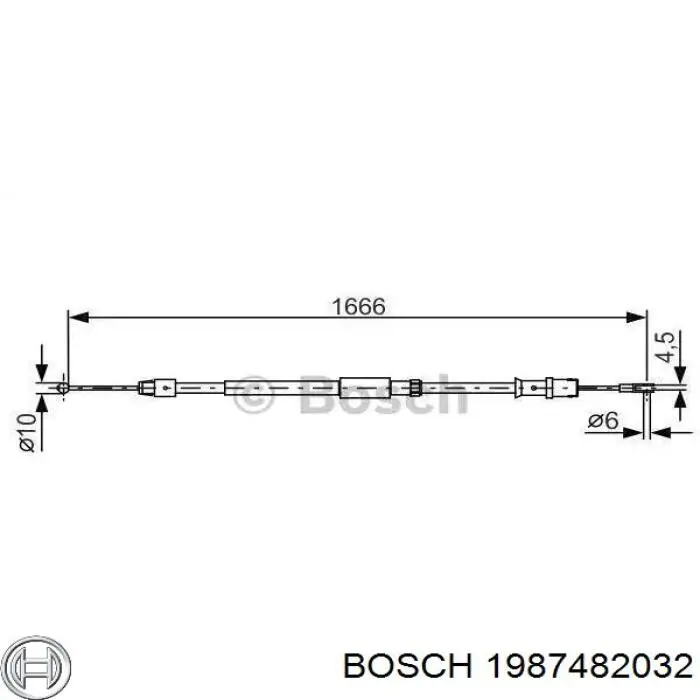 Трос ручного гальма задній, правий/лівий Bosch 1987482032 ціна, від 14.80 USD