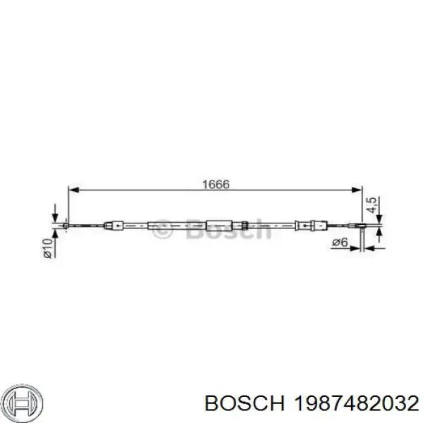 Купити 1987482032 Bosch Трос ручного гальма задній, правий/лівий
