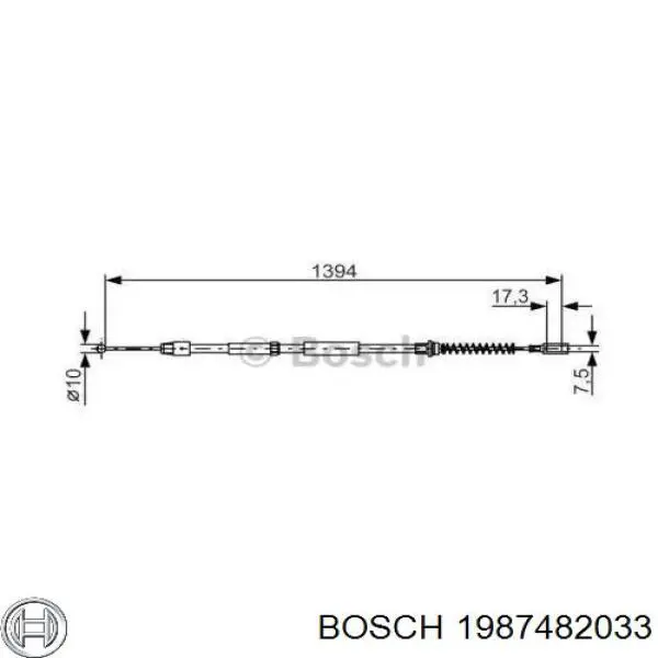 Трос ручного гальма задній, правий/лівий Bosch 1987482033 ціна, від 14.26 USD