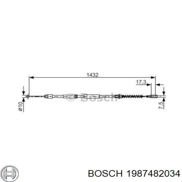 Купити 1987482034 Bosch Трос ручного гальма задній, правий/лівий