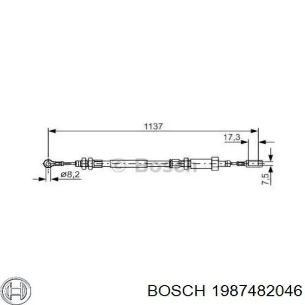 1987482046 Bosch Трос ручного гальма передній
