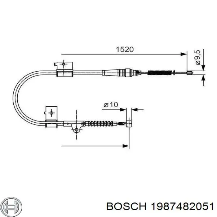 1987482051 Bosch трос ручного гальма задній, правий