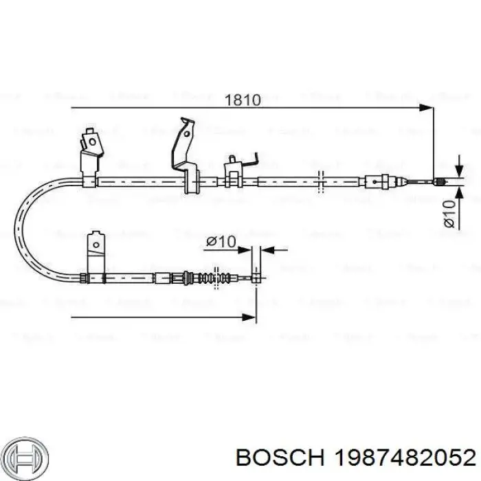Купити 1987482052 Bosch Трос ручного гальма задній, правий