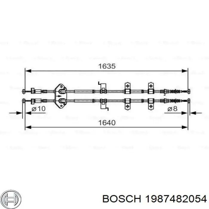 Купити 1987482054 Bosch Трос ручного гальма задній, правий/лівий