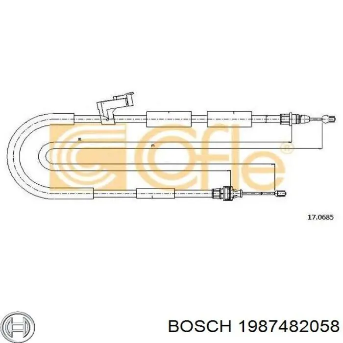 1987482058 Bosch Трос ручника задній лівий