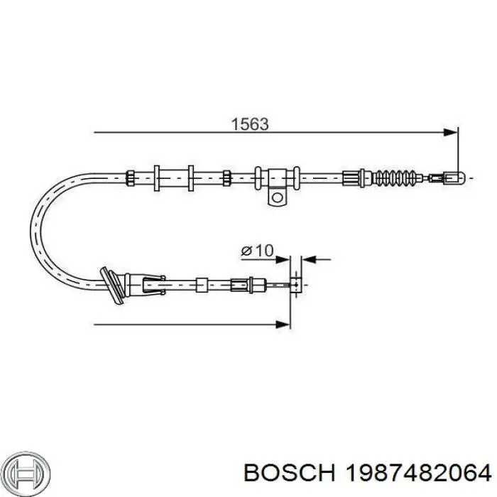 Трос стоянкового гальма задній лівий Bosch 1987482064 ціна, від 19.87 USD