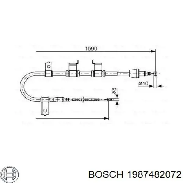 1987482072 Bosch Трос ручника задній лівий