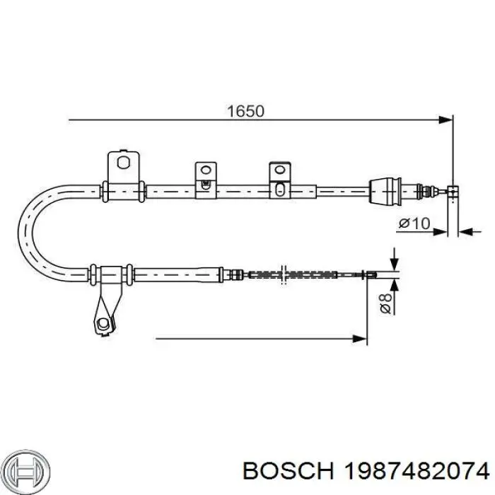 1987482074 Bosch Трос ручника задній лівий