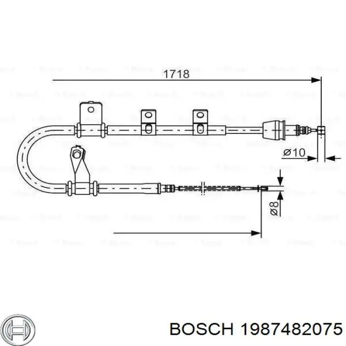 Трос стоянкового гальма задній правий Bosch 1987482075 ціна, від 15.76 USD