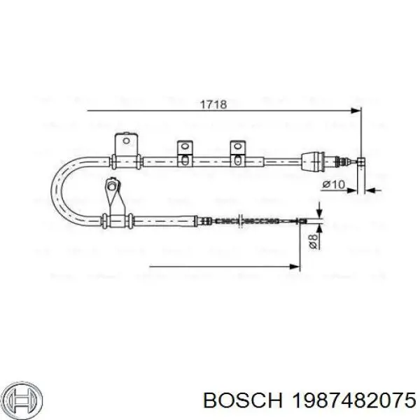 1987482075 Bosch трос ручного гальма задній, правий
