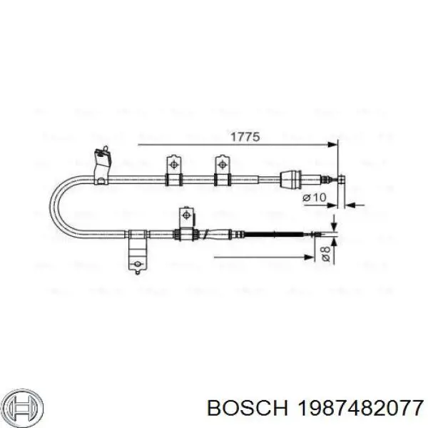 Трос стоянкового гальма задній правий Bosch 1987482077 ціна, від 20.08 USD