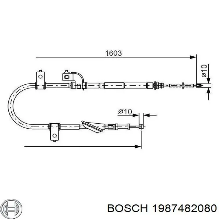Купити 1987482080 Bosch Трос ручного гальма задній, правий
