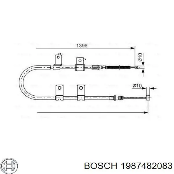 1987482083 Bosch трос ручного гальма задній, правий