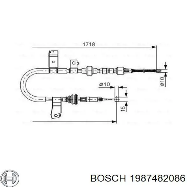 Трос стоянкового гальма задній правий Bosch 1987482086 ціна, від 22.44 USD
