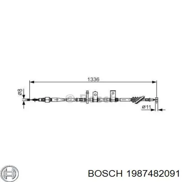 Трос стоянкового гальма задній лівий Bosch 1987482091 ціна, від 31.57 USD