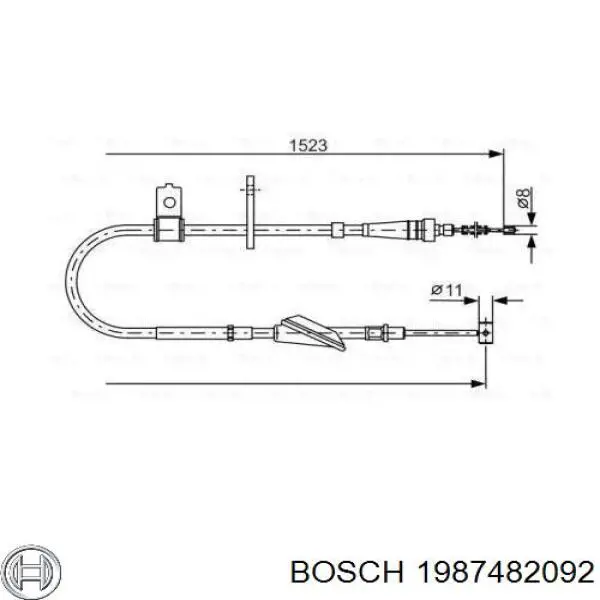 Трос ручного гальма задній, правий Bosch 1987482092 ціна, від 21.24 USD