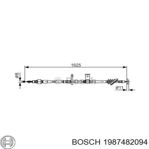 1987482094 Bosch Трос ручного гальма задній, правий