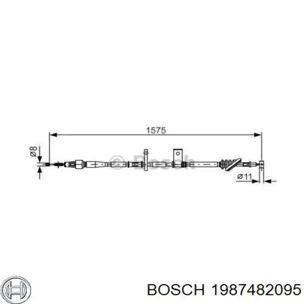 Трос стоянкового гальма задній лівий Bosch 1987482095 ціна, від 23.33 USD
