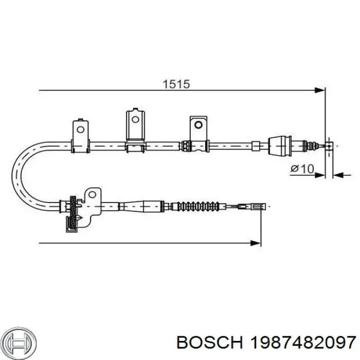 1987482097 Bosch трос ручного гальма задній, правий