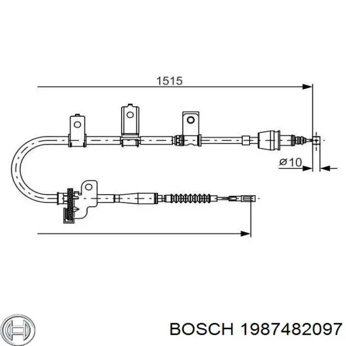 Трос ручного гальма задній, правий 1987482097 Bosch