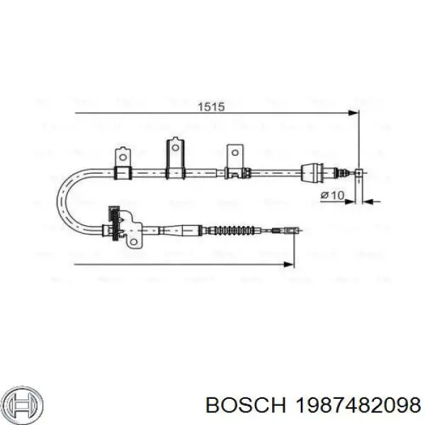 Купити 1987482098 Bosch Трос ручного гальма задній, лівий