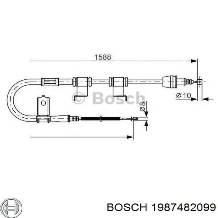 Купити 1987482099 Bosch Трос ручного гальма задній, лівий