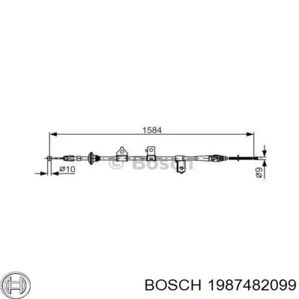 1987482099 Bosch трос ручного гальма задній, лівий