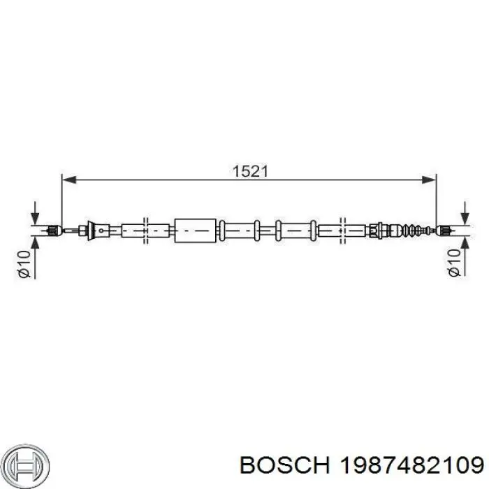1987482109 Bosch Трос ручного гальма задній, правий/лівий