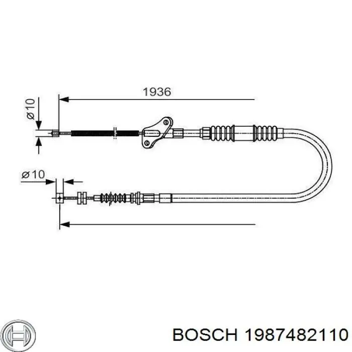 Трос ручного гальма задній, правий 1987482110 Bosch