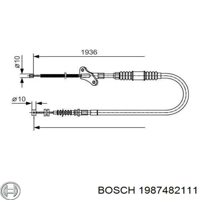 Купити 1987482111 Bosch Трос ручного гальма задній, лівий