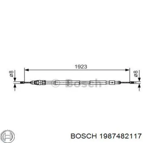 1987482117 Bosch Трос стоянкового гальма задній правий