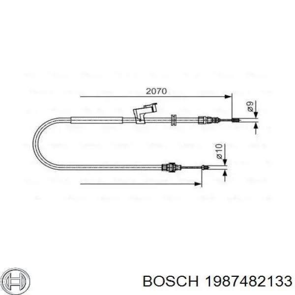 Купити 1987482133 Bosch Трос ручного гальма задній, лівий