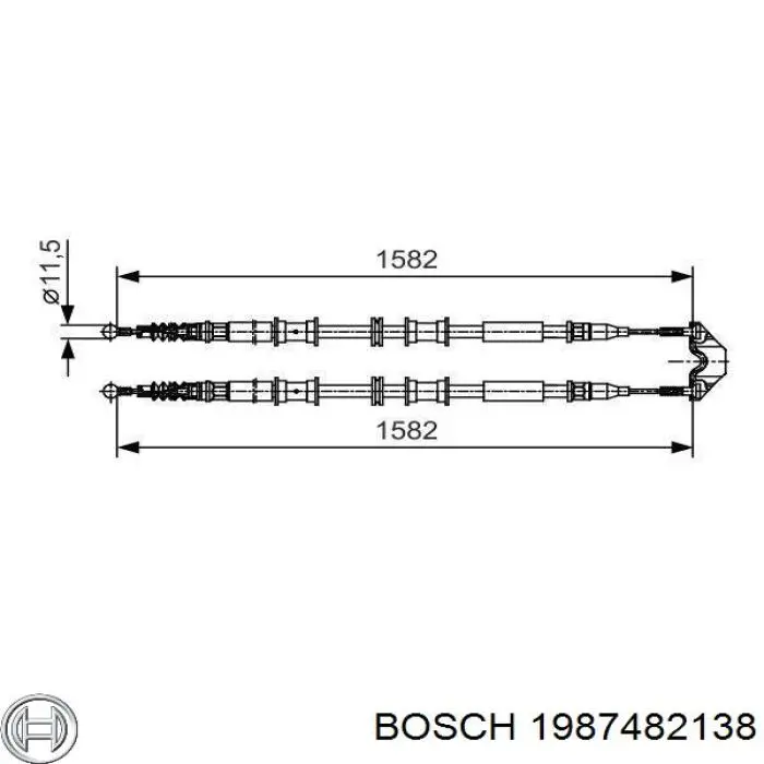 Купити 1987482138 Bosch Трос ручного гальма задній, правий/лівий