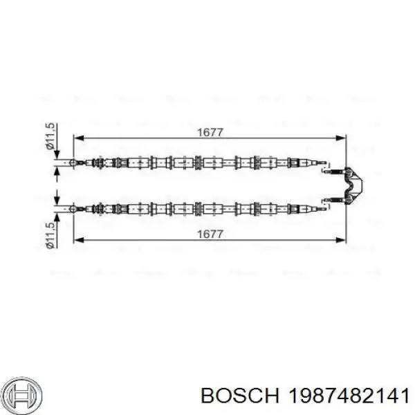 Трос ручного гальма задній, правий/лівий 1987482141 Bosch