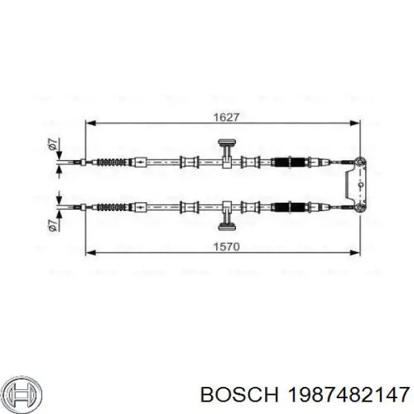 Купити 1987482147 Bosch Трос ручного гальма задній, правий/лівий