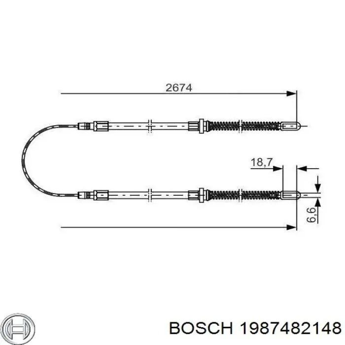 Купити 1987482148 Bosch Трос ручного гальма задній, правий/лівий