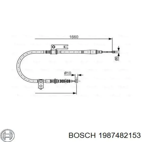 1987482153 Bosch Трос стоянкового гальма задній правий