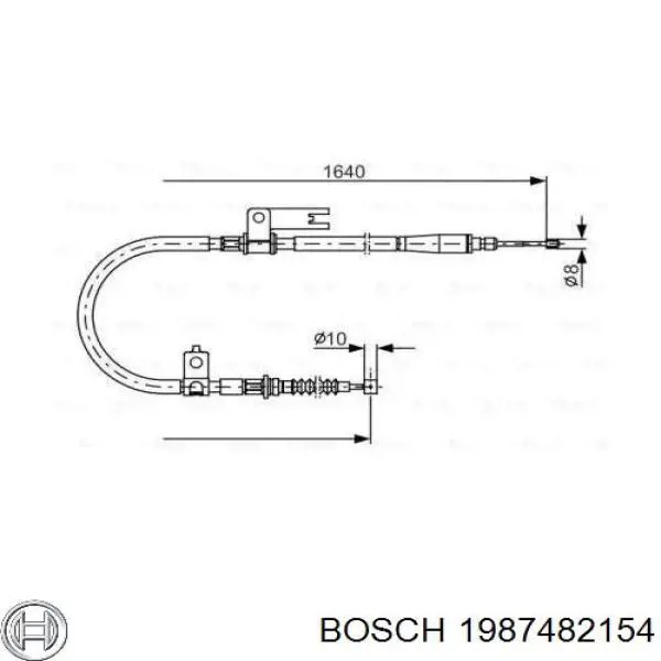 1987482154 Bosch Трос ручного гальма задній, лівий