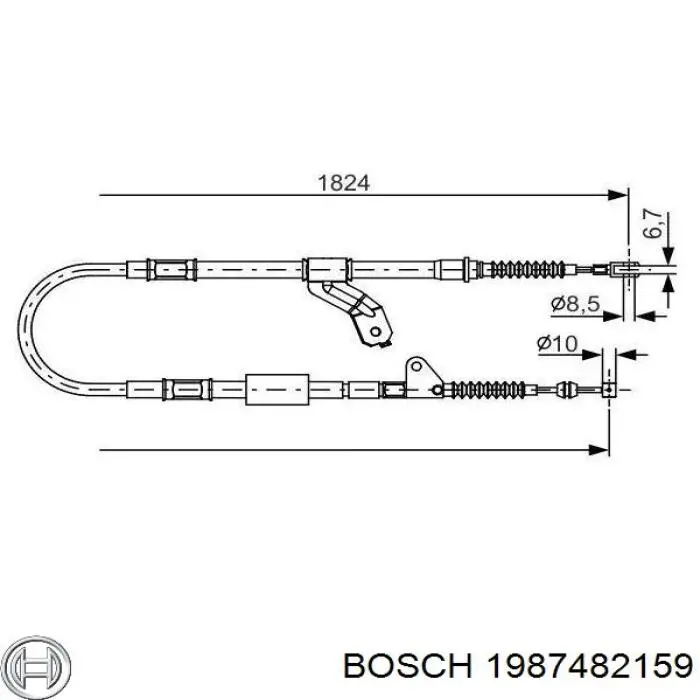 1987482159 Bosch трос ручного гальма задній, правий
