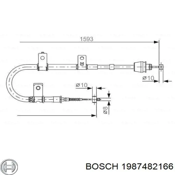 Трос ручного гальма задній, лівий 1987482166 Bosch