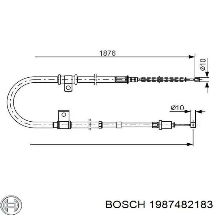 Трос ручного гальма задній, правий 1987482183 Bosch