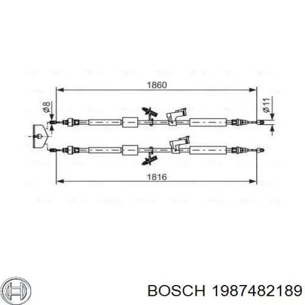 Трос ручного гальма задній, правий/лівий Bosch 1987482189 ціна, від 29.74 USD
