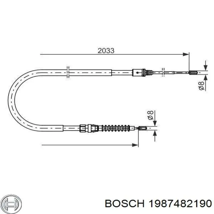 Трос ручного гальма задній, правий/лівий Bosch 1987482190 ціна, від 11.35 USD