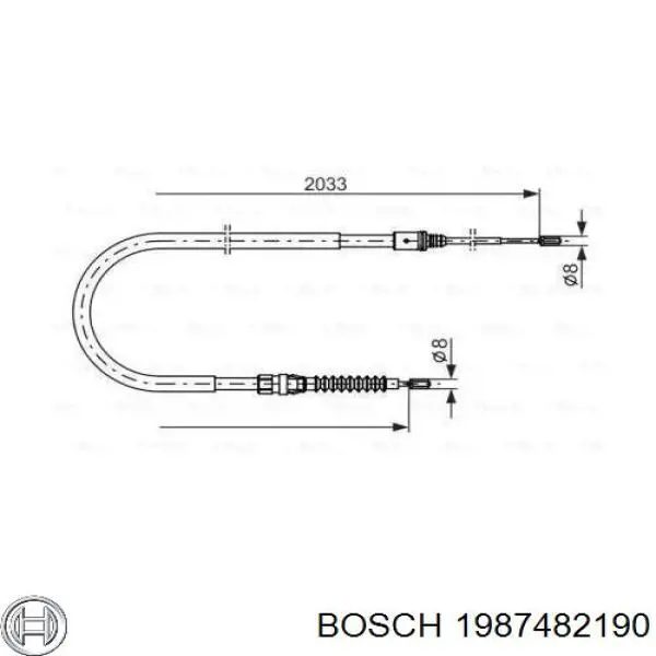 Купити 1987482190 Bosch Трос ручного гальма задній, правий/лівий